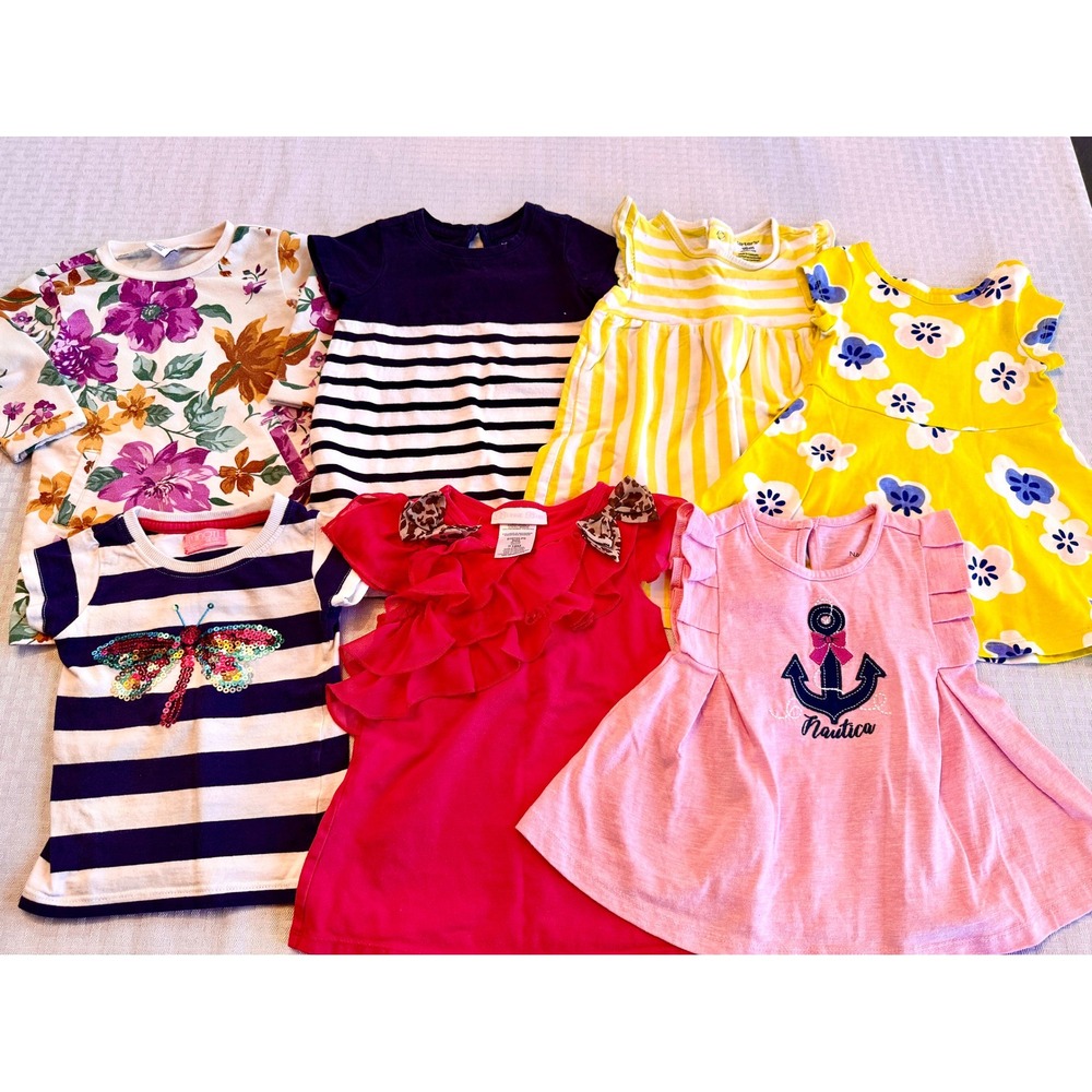 Baby Girl Dress Lot 12-18M 18 Months Gap Carter's Nautica Floral Striped 7pc Set